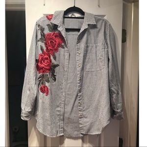 Button up rose top